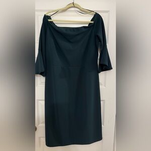 H&M dark green off shoulder dress